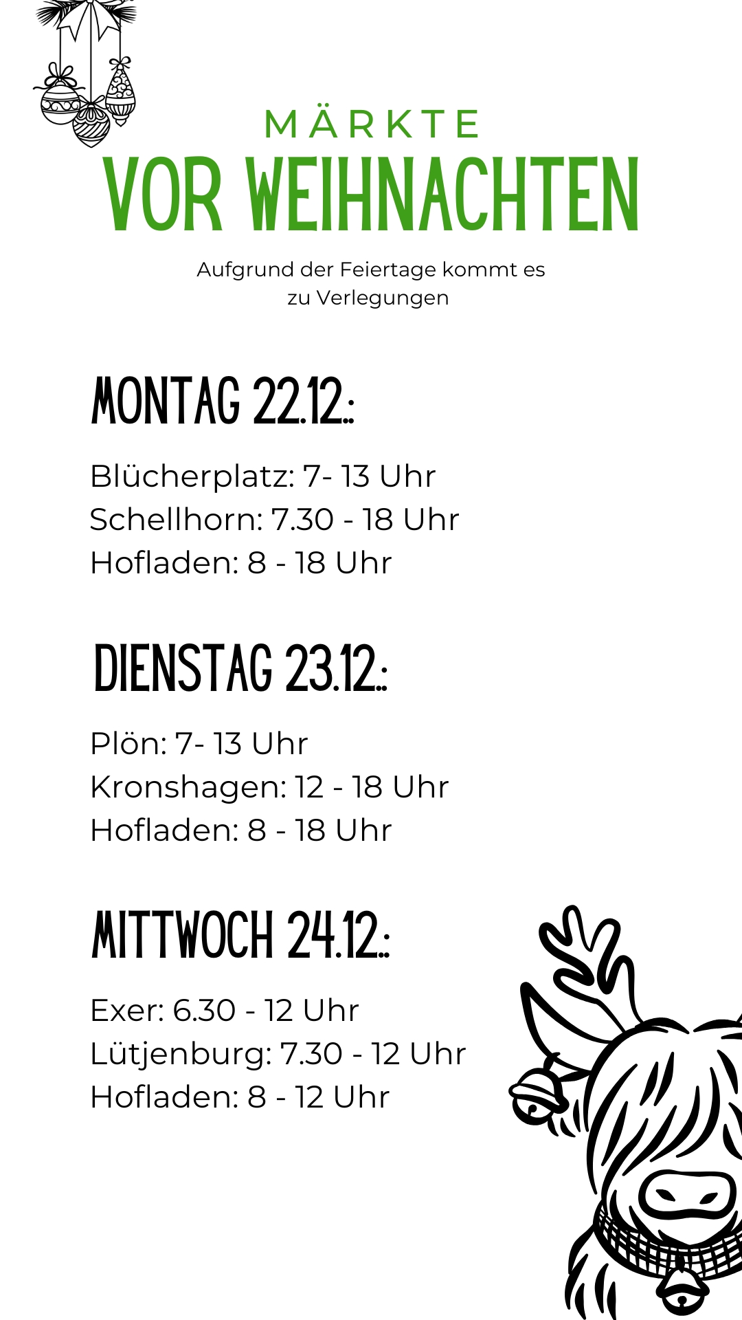 Aufgrund der Feiertage werden folgende Märkte verlegt (1)